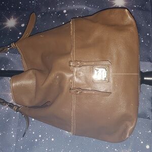 Dooney & Bourke leather satchel bag purse large tote Dillen double pocket brown
